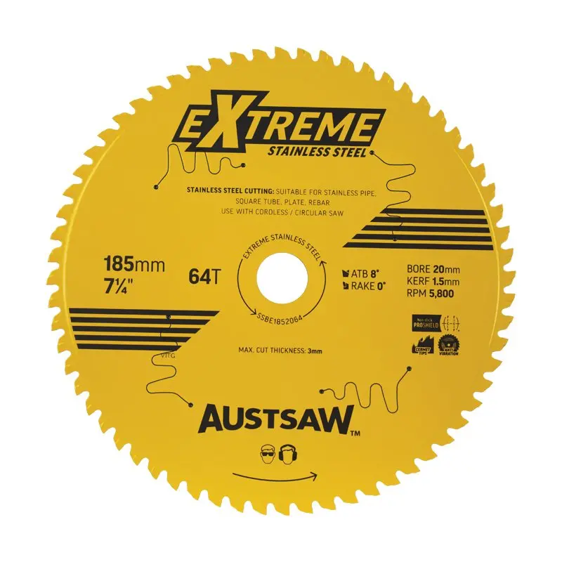 Austsaw Extreme Stainless Steel Blade 185Mm X 20 X 64T Ssbe1852064 1