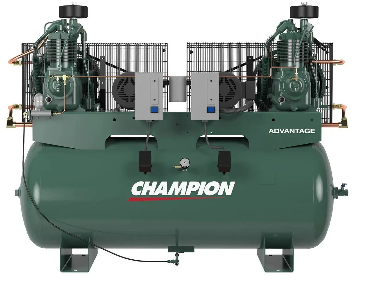 Champion Advantage Hr5d-12 Duplex Reciprocating Air Compressor – 10 Hp (5Hp X 2), 120-Gallon Tank, 34.6 Cfm @ 175 Psi 1
