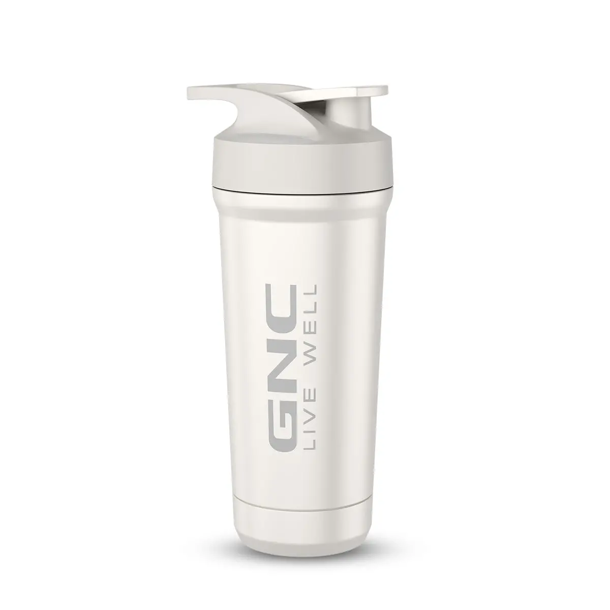 Gnc White Embossed Steel Shaker With Bottom Opening - 750Ml 1