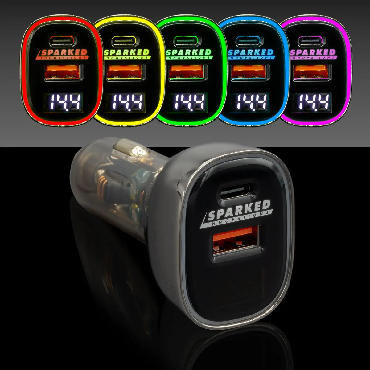 Sparked Innovations 12V Usb Car Charger + Voltmeter 1