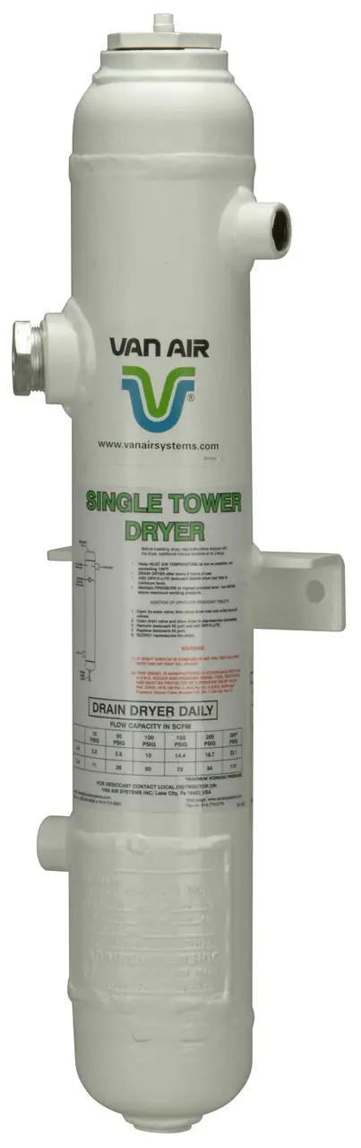 Van Air D4 Deliquescent Desiccant Air Dryer - 10 Scfm - 3/4" Connections 1