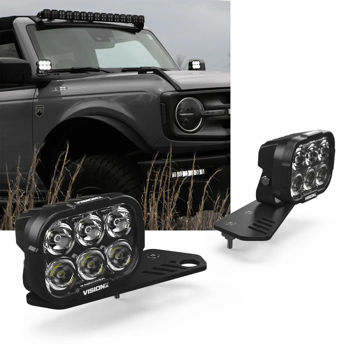 Vision X A Pillar Light Kit Dura 6Pro Driving Lights For 21+ Ford Bronco 9964287 1