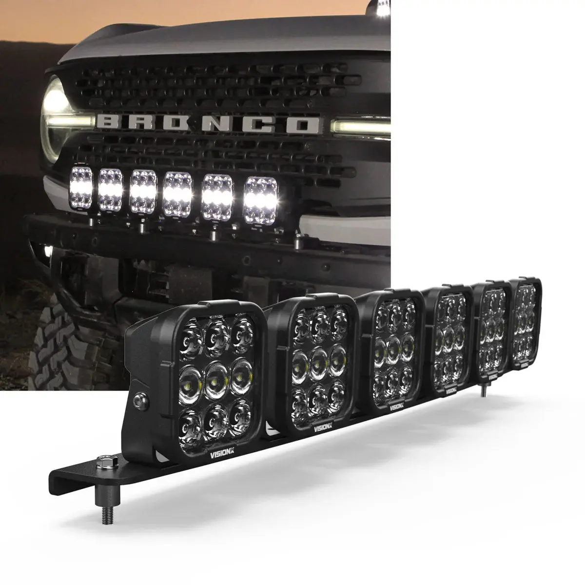Vision X Front Bumper Dura 9 Light Kit For 2021+ Ford Bronco W/ Oe Steel Bumper 1