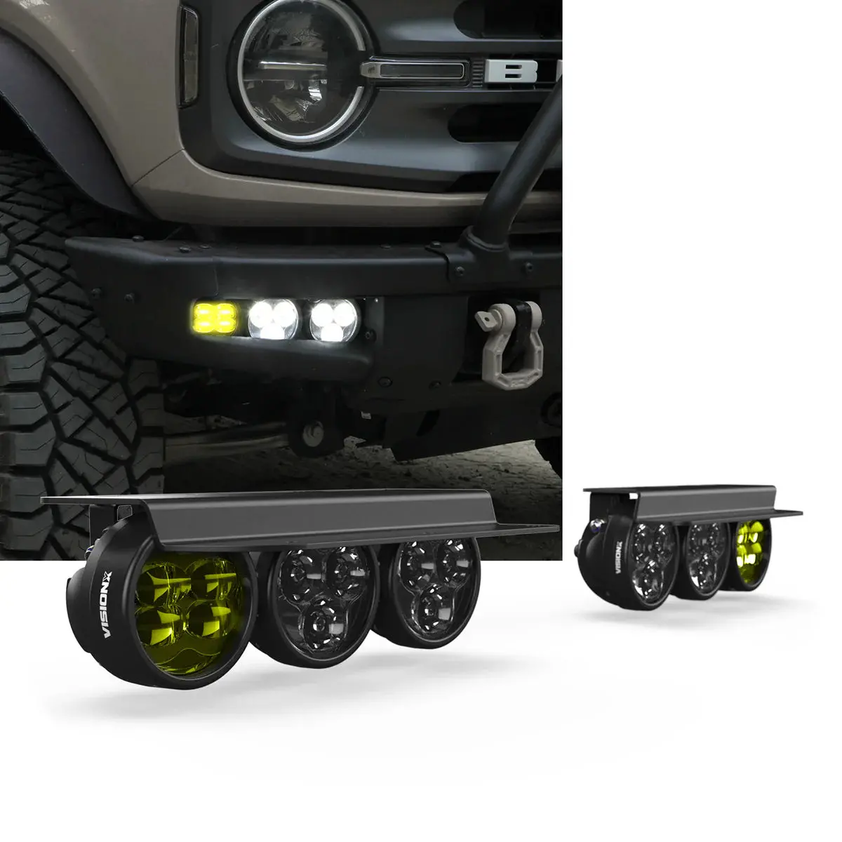 Vision X Fog Pocket Cr3 & Cr4 Light Kit For 2021+ Ford Bronco W/ Steel Bumper 1
