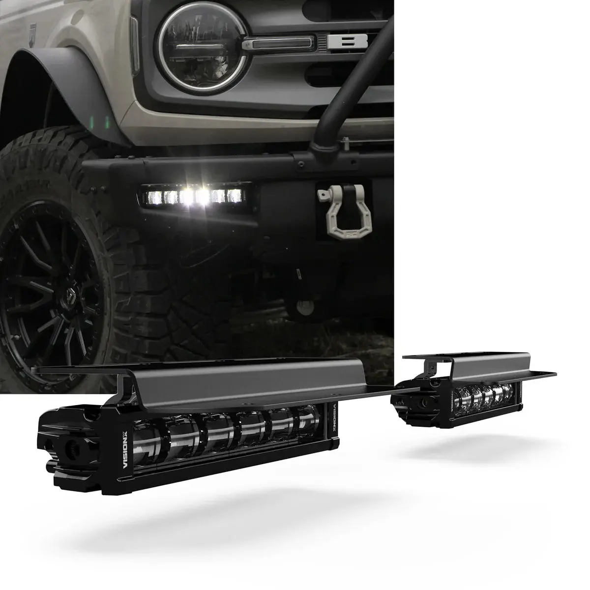 Vision X Fog Pocket 12" Xpl Bar Light Kit For 2021+ Ford Bronco W/ Steel Bumper 1