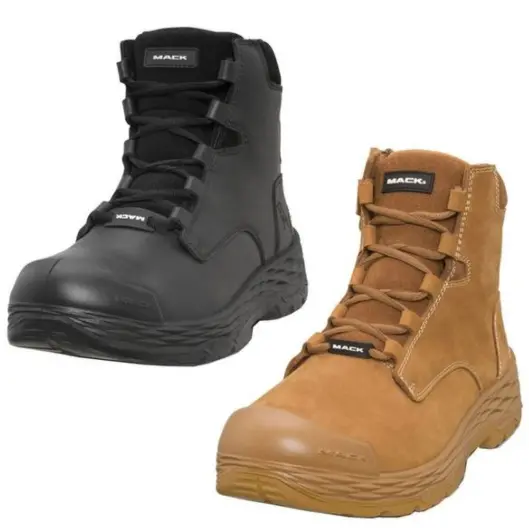 Mack Force Zip Up Safety Boots Black Or Honey Sizes 4 To 13 Mk0forcezbbf Mk0forcezhhf 1
