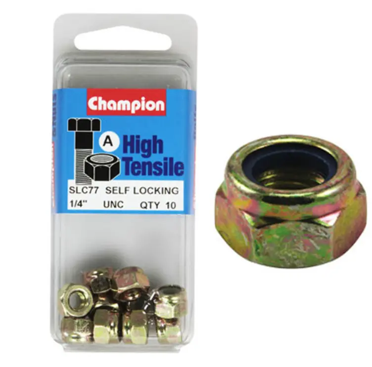 Champion Blister Nyloc-Self Locking Nuts  ¼ “ Slc77 1