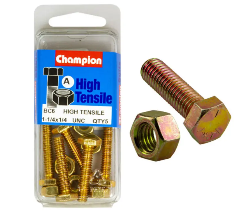 Champion Fully Threaded Set Screws And Nuts 1-1/4” X 1/4 Bc6 1
