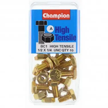 Champion Fully Threaded Set Screws And Nuts 1/2” X 1/4 Bc1 1