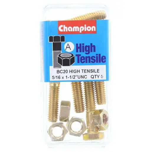 Champion Bolt And Nuts 1-1/2” X 5/16  Bc20 1