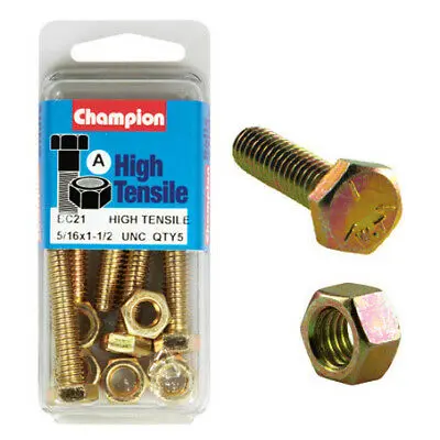 Champion Fully Threaded Set Screws And Nuts 1-1/2” X 5/16 Bc21 1