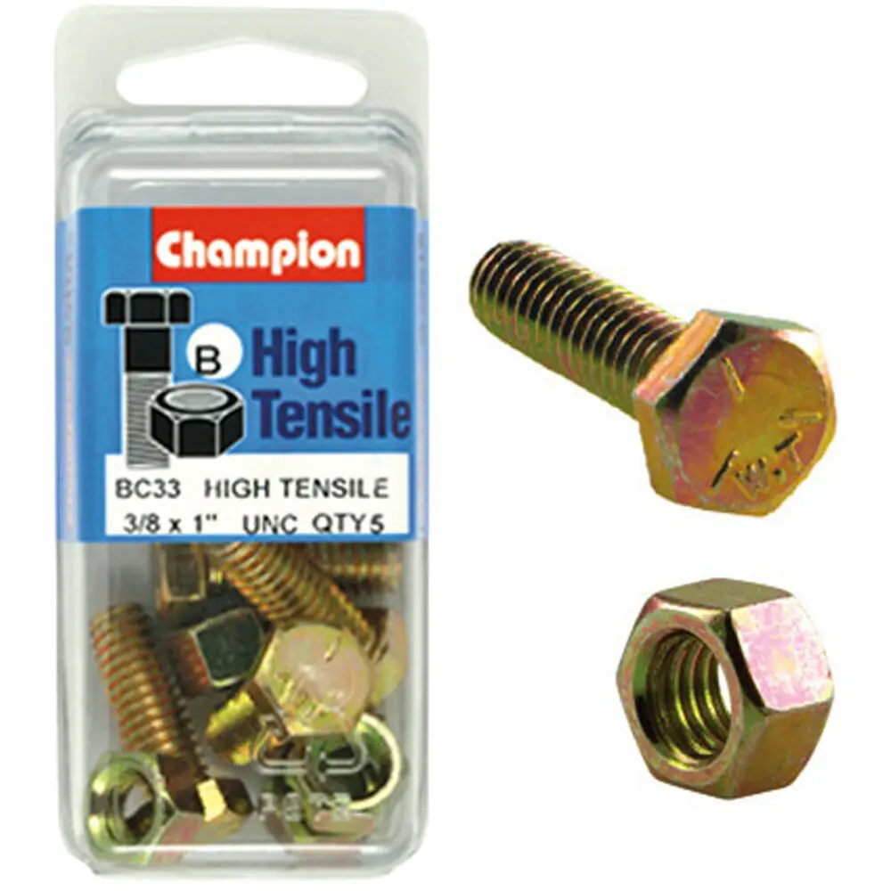 Champion Fully Threaded Set Screws And Nuts 1” X 3/8 Bc33 1