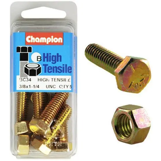 Champion Fully Threaded Set Screws And Nuts 1-1/4” X 3/8 Bc34 1