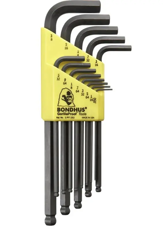 Bondhus Hex Key Set L-Wrench - 13 Piece Imperial (0.050-3/8") Ball End Bd10937 1