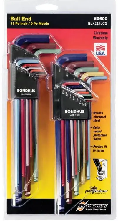 Bondhus Ball End Allen Key Set - 22 Piece Bd69600 1
