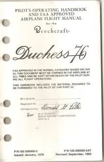 Manual, Beechcraft - Duchess Be-76 - 1976/1978 - Pilot's Operating Handbook 1