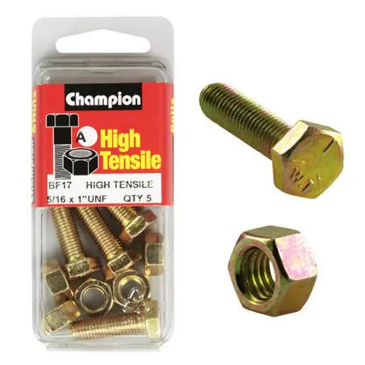 Champion Fully Threaded Set Screws And Nuts 1” X 5/16 Bf17 1