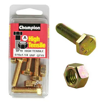 Champion Fully Threaded Set Screws And Nuts 1-1/4 X 5/16 Bf19 1