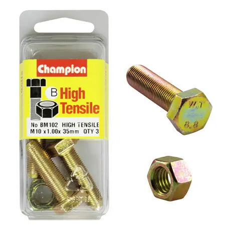 Champion Hex Set Screws And Nuts M10 X 35X 1.0 Mm- Bm102 1