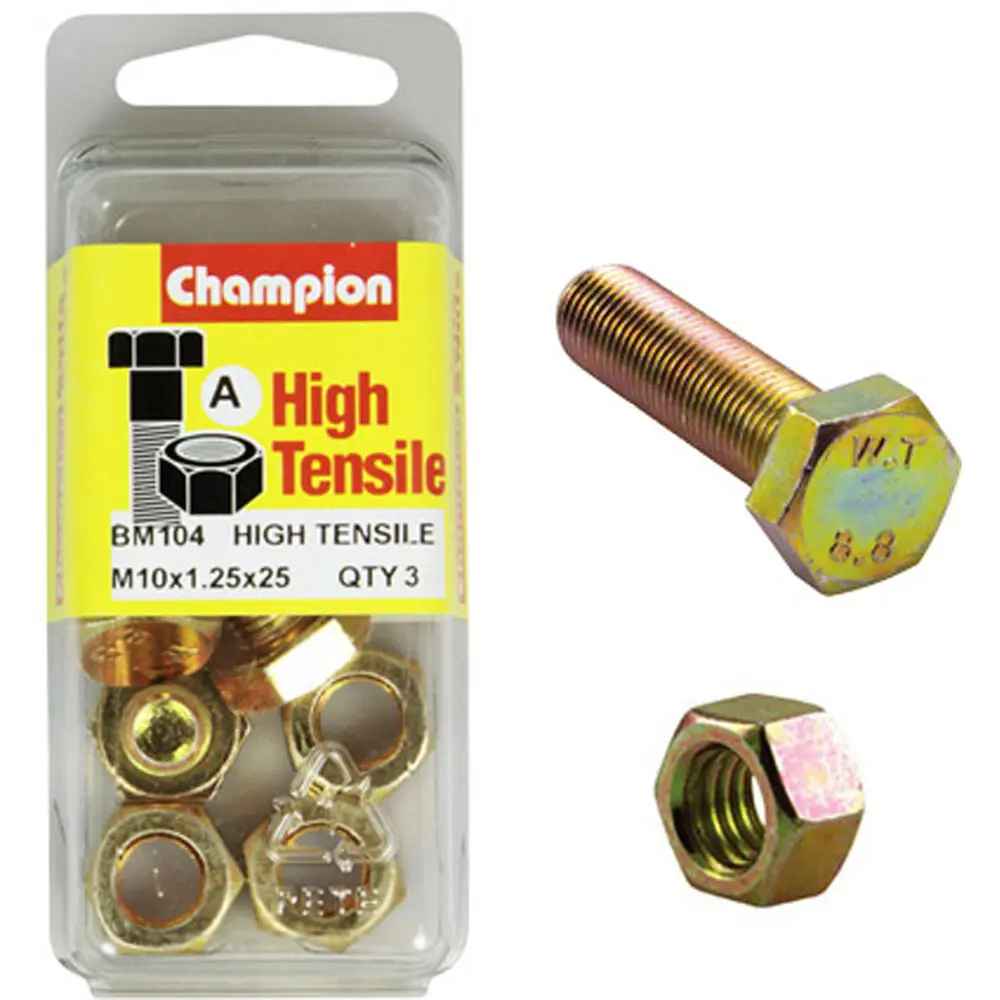 Champion Hex Set Screws And Nuts M10 X 25X 1.25 Mm- Bm104 1