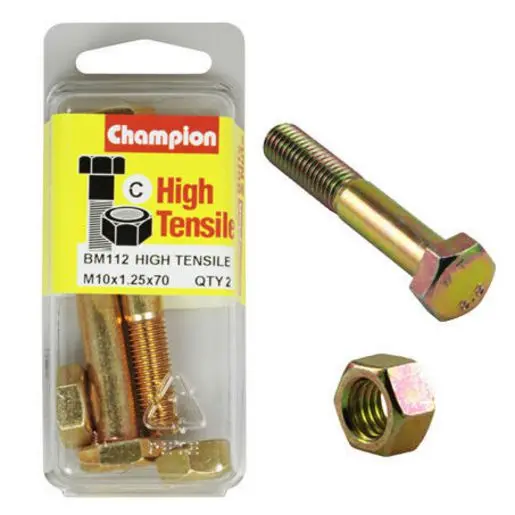 Champion Fully Threaded Set Screws And Nuts 10 X 70X 1.25 Mm- Bm112 1