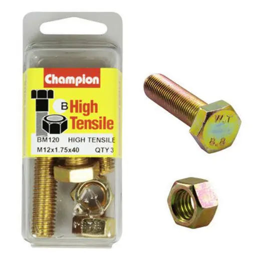 Champion Fully Threaded Set Screws And Nuts 12 X 40X 1.75 Mm- Bm120 1