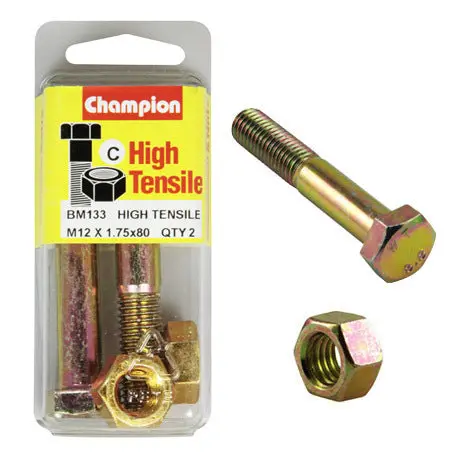 Champion Fully Threaded Set Screws And Nuts 12 X 80 X 1.75 Mm- Bm133 1