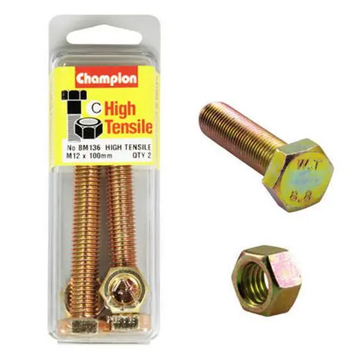 Champion Fully Threaded Set Screws And Nuts 12 X 100 X 1.75 Mm- Bm136 1