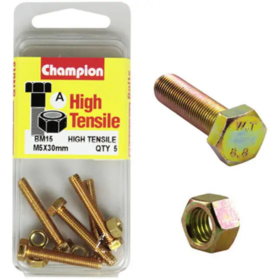 Champion Fully Threaded Set Screws And Nuts 5 X 30Mm- Bm15 1
