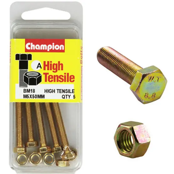 Champion Fully Threaded Set Screws And Nuts 5 X 50Mm- Bm18 1