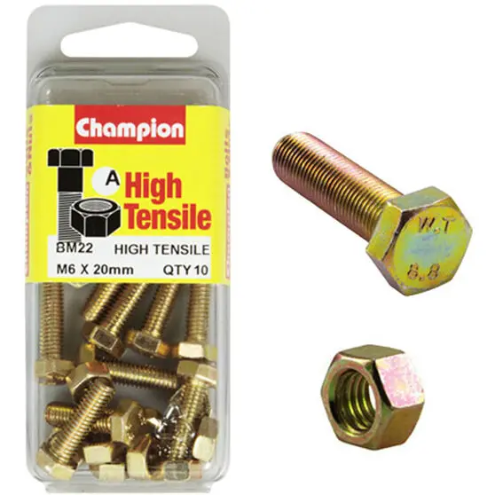 Champion Fully Threaded Set Screws And Nuts 6 X 20Mm- Bm22 1