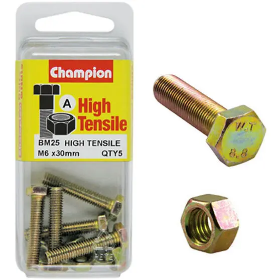 Champion Fully Threaded Set Screws And Nuts 6 X 30Mm- Bm25 1
