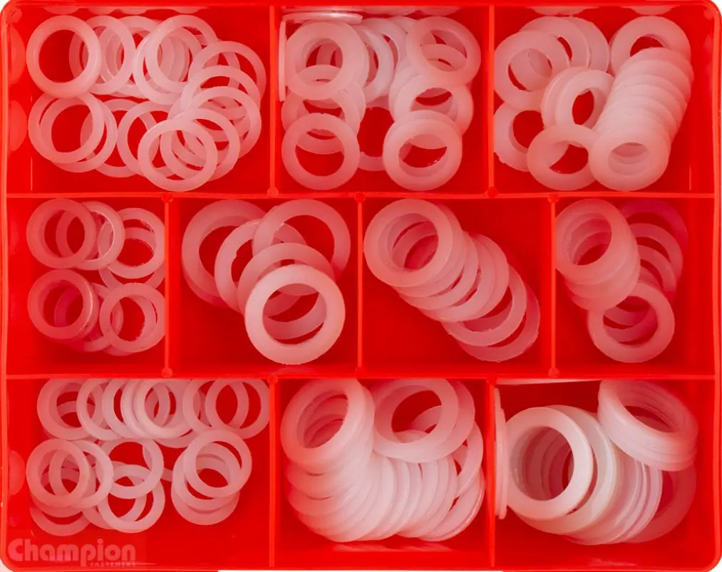 Champion Nylon Drain Plug Washer Assortment 11 Sizes: 12Mm To 25Mm & 1/2″ To 13/16″ Id Ca1740 1