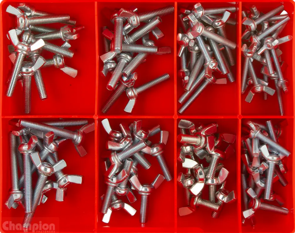 Champion Metric Steel Wing Screws Assortment 8 Sizes: M4 To M6 Dia 95 Pieces Ca1798 1