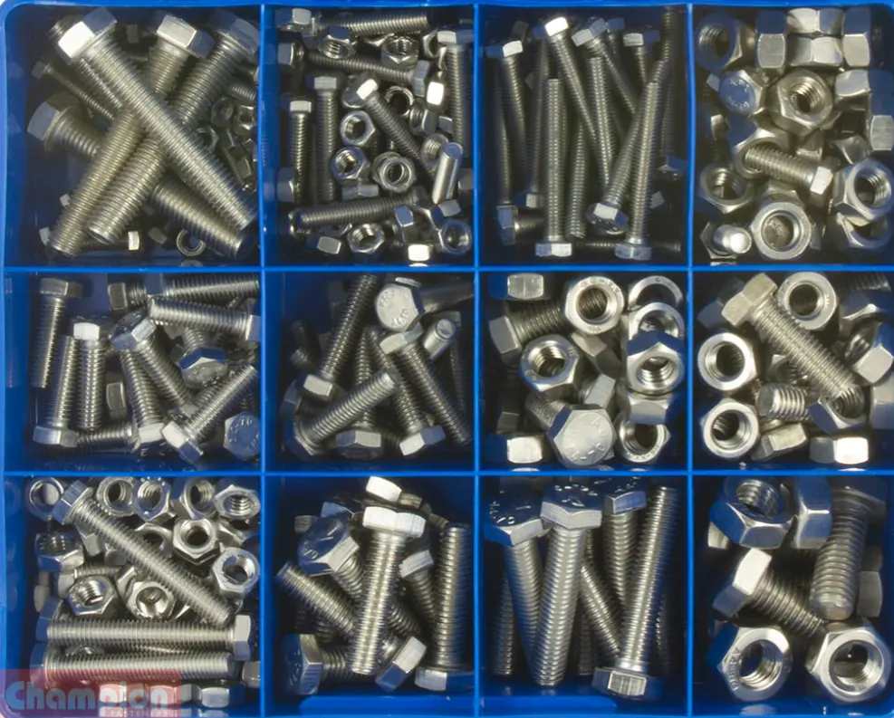 Champion S/Steel Metric Hex Head Set Screws & Nuts Assortment 13 Sizes: M4 To M10 Dia. Ca1885 1