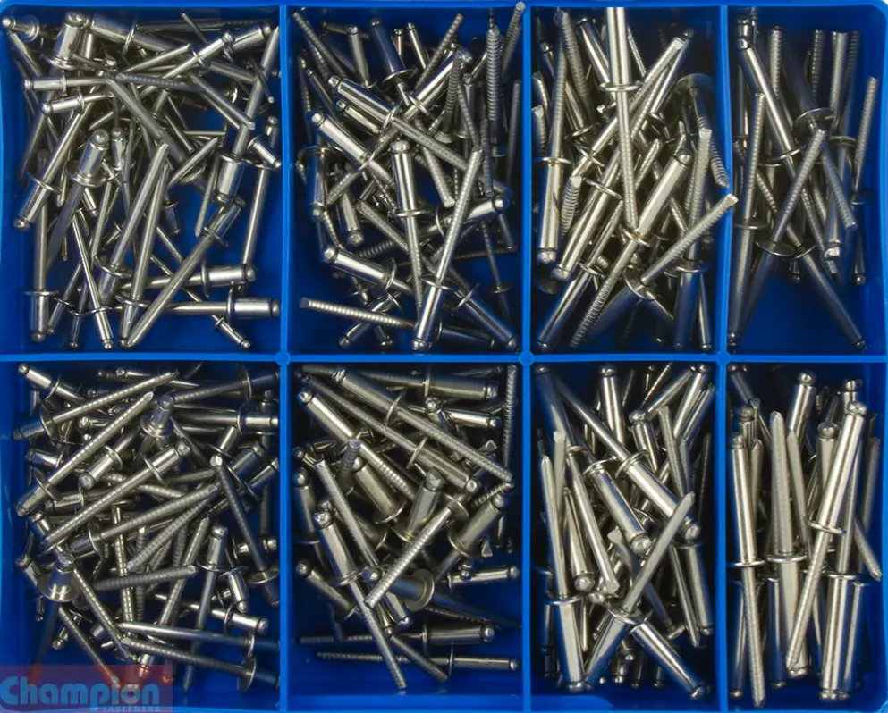 Champion S/Steel Metric Blind Rivet 304/A2 Assortment 16 Sizes: 2.4Mm To 5Mm Dia. Ca1894 1