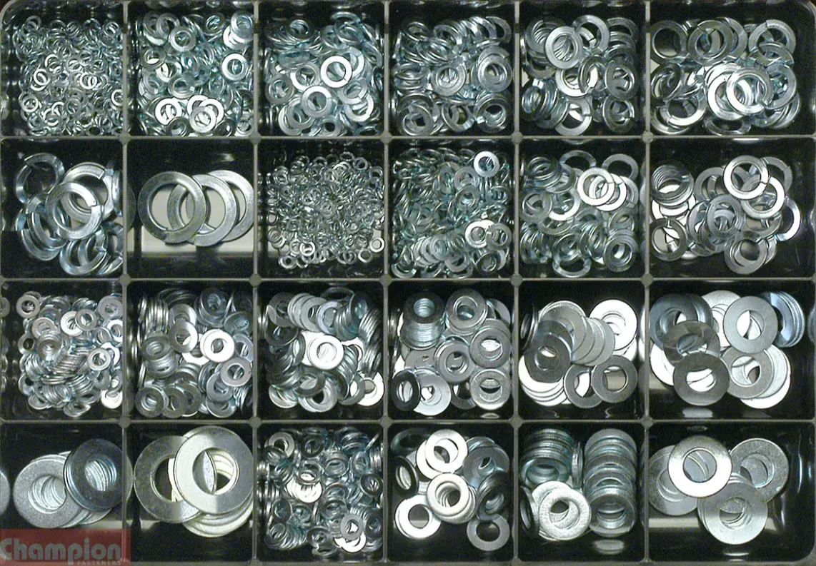 Champion Flat/Spring Washer Master Kit 25 Sizes 6Mm To 20Mm 1628 Pieces  Ca2050 1
