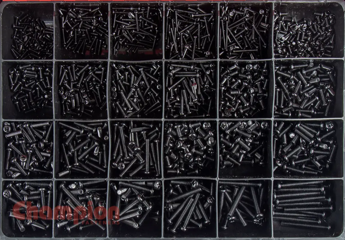 Champion Metric Black Machine Screw Master Kit 14 Sizes: 3Mm To 6Mm Ca2100 1