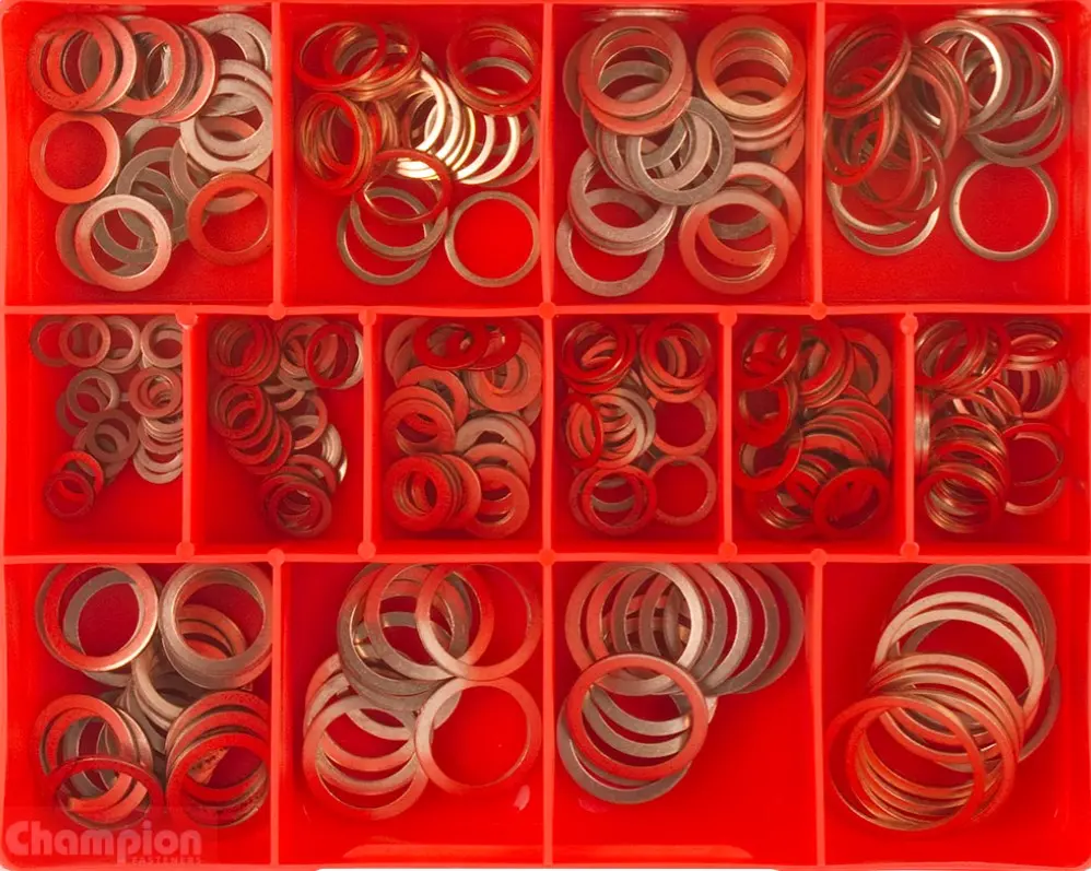 Champion Copper Sealing Washers Assortment 14 Sizes: 6Mm To 26Mm Id Ca226 1