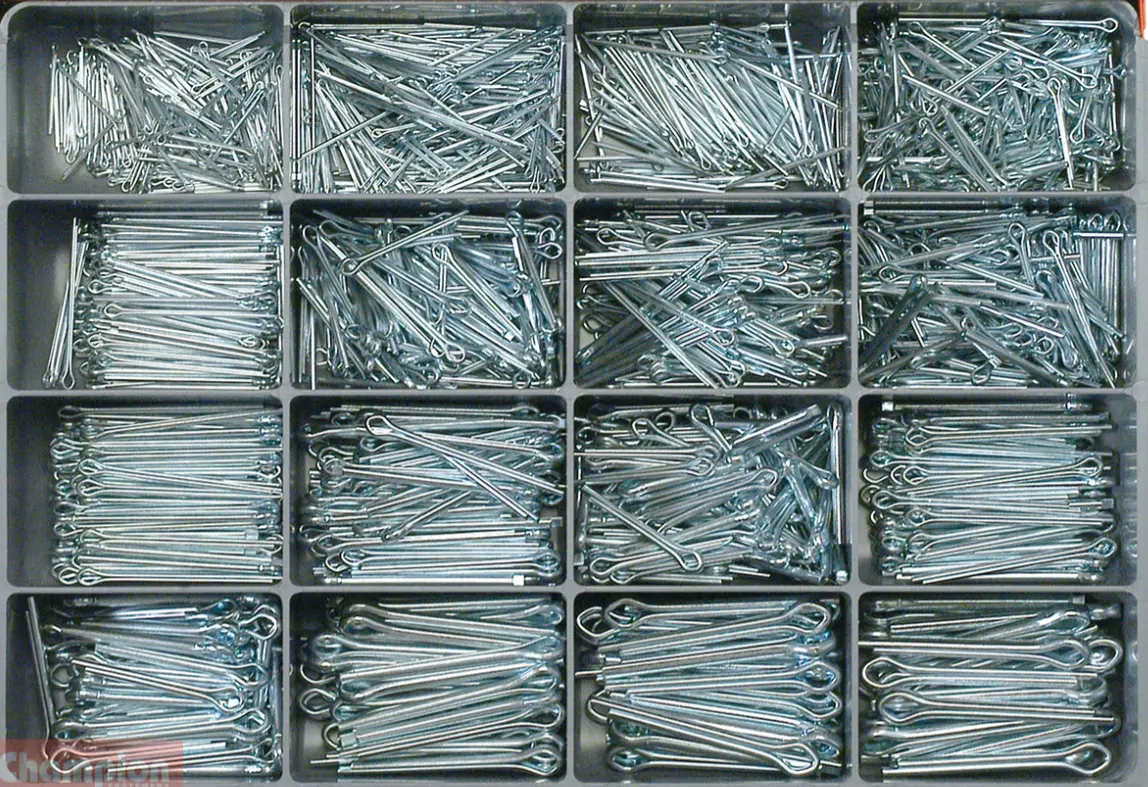 Champion Zinc Plated Steel Split Pins Master Kit 16 Sizes: 1.6Mm X 22Mm To 6.3Mm X 50Mm Ca2540 1