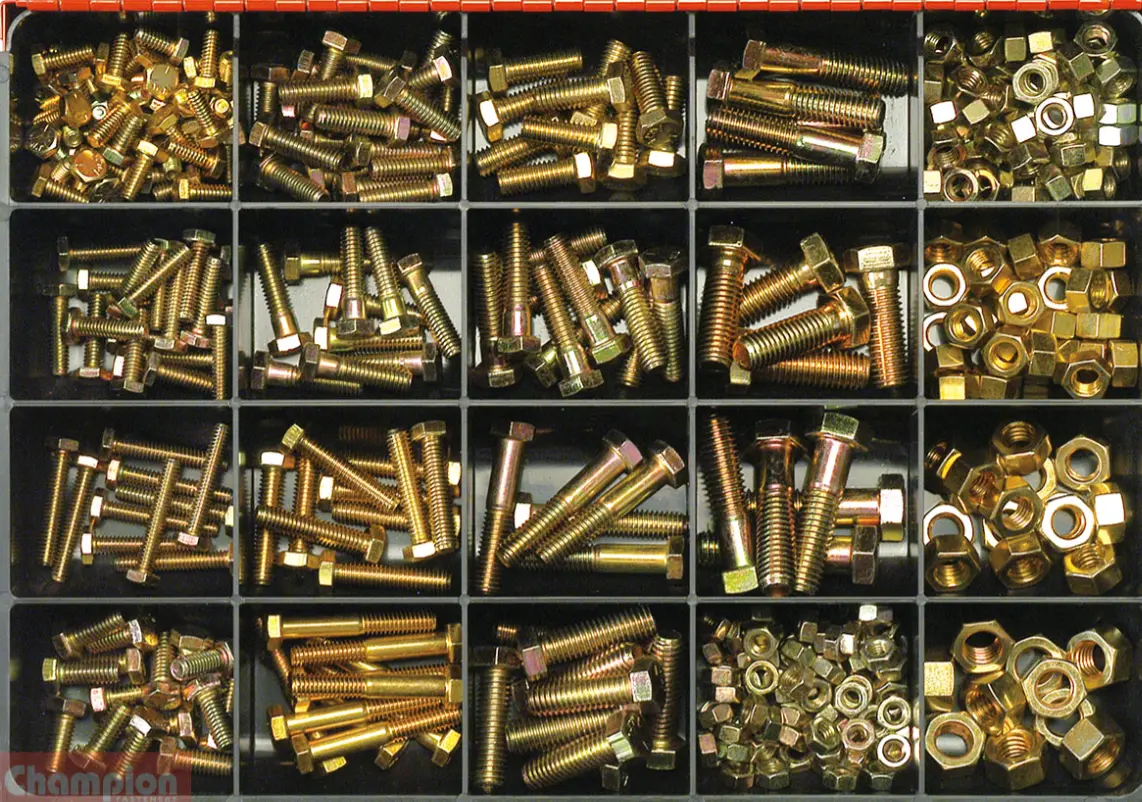 Champion Unc Set Screws, Bolts & Nuts Master Kit 16 Sizes: 1/4″ To 1/2″ Dia Ca370 1