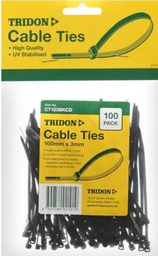 Tridon  Black Cable Ties 100Mm X 3Mm Pk 100 Ct103bkcd 1
