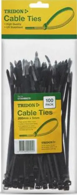 Tridon  Black Cable Ties 200Mm X 5Mm Pk 100 Ct205bkcd 1