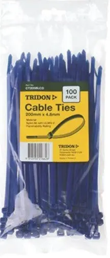 Tridon Blue Cable Ties 200Mm X 4.8Mm Pk 100 Ct205blcd 1