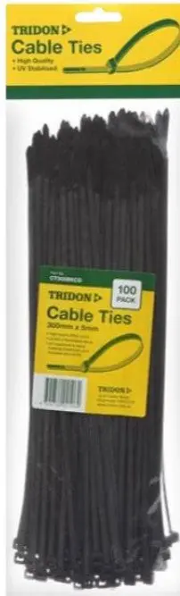 Tridon  Black Cable Ties 300Mm X 5Mm Pk 100 Ct305bkcd 1