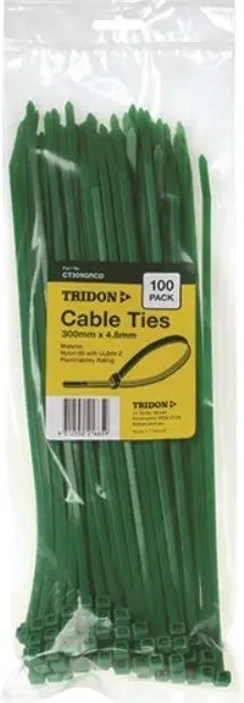 Tridon Green Cable Ties 300Mm X 4.8Mm Pk 100 Ct305grcd 1