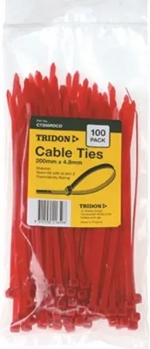 Tridon Red Cable Ties 200Mm X 4.8Mm Pk 100 Ct205rdcd 1