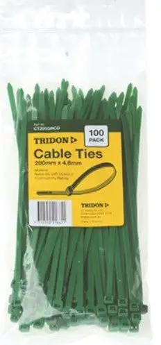Tridon Green Cable Ties 200Mm X 4.8Mm Pk 100 Ct205grcd 1