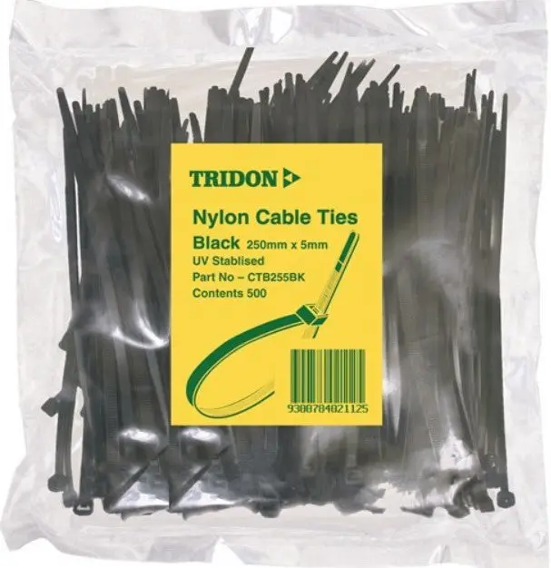 Tridon Black  Cable Ties 250Mm X 5Mm Pk 500 Ctb255bk 1