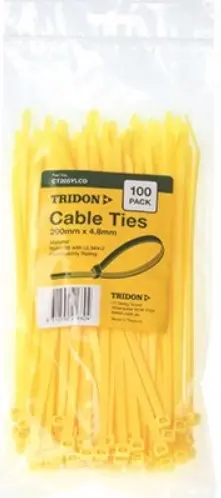 Tridon  Yellow Cable Ties 200Mm X 4.8Mm Pk 100 Ct205ylcd 1